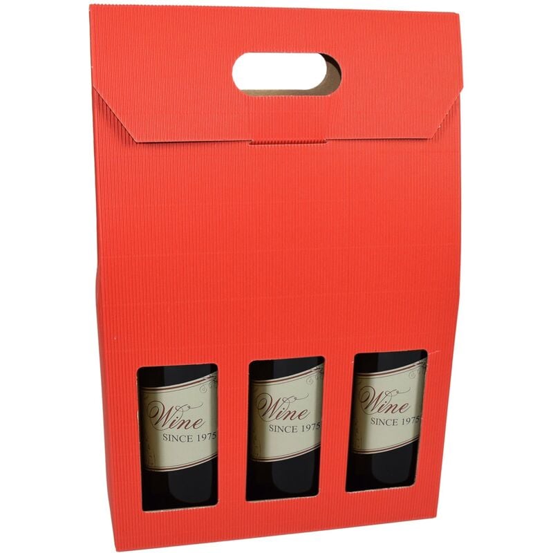foto del prodotto magiedinatale scatola porta bottiglie rossa per confezioni regalo con onda a vista h 41 cm 2 bottiglie
