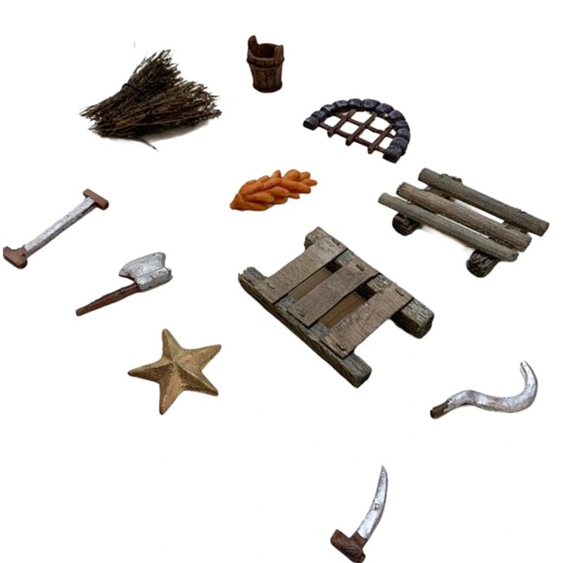 foto del prodotto magiedinatale set 11 pezzi accessori da lavoro per case e grotte del tuo presepe