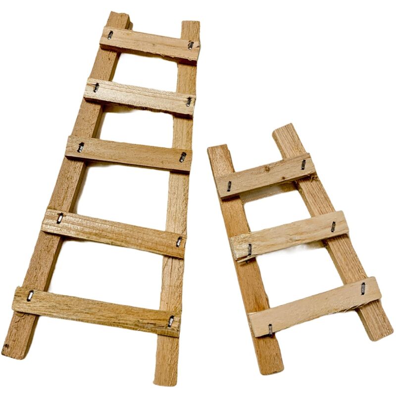 foto del prodotto magiedinatale set 2 scalette in legno per presepe decorazione rustica in miniatura
