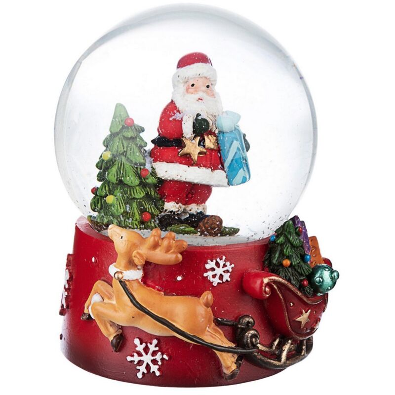 foto del prodotto magiedinatale sfera di cristallo natalizia con babbo natale in poliresina decorazione per interno h9 cm