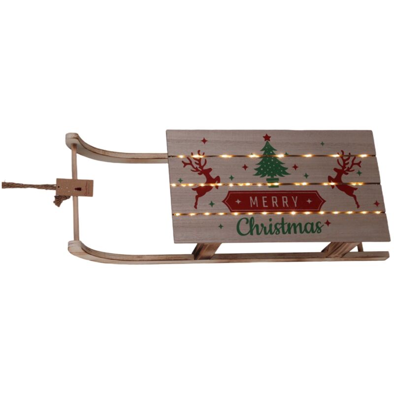 foto del prodotto magiedinatale slitta decorativa natalizia in legno con led per decorazioni natalizie 42 cm