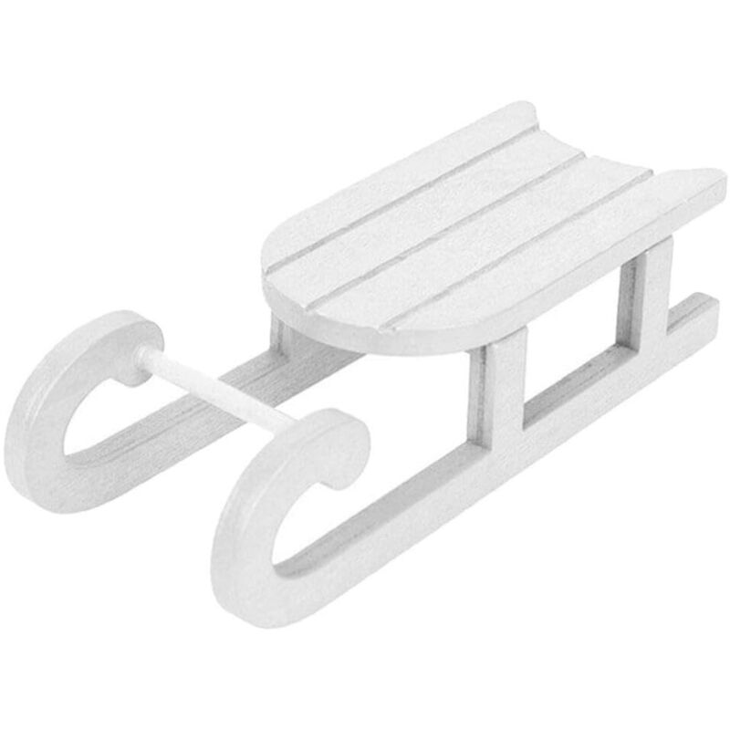 foto del prodotto magiedinatale - slitta decorativa natalizia in legno per decorazioni natalizie -bianco media