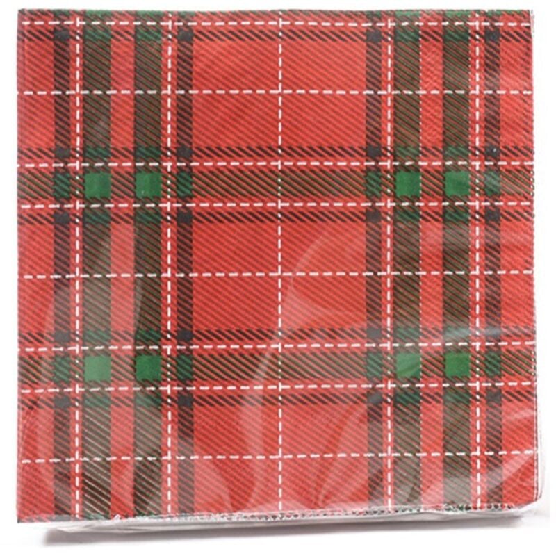 foto del prodotto magiedinatale tovaglioli natalizi tartan 33 x 33 cm decorazione per tavola di natale, confezione da 20 tovaglioli