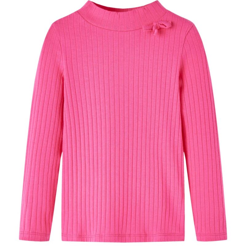 foto del prodotto maglietta da bambina a maniche lunghe a costine fucsia 92