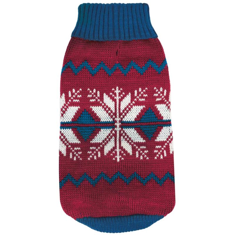 foto del prodotto maglioncino di natale a collo alto modello let it snow per cani xxxs lunghezza 20 cm