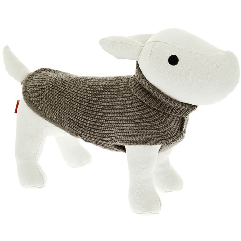 foto del prodotto maglioncino dolcevita in tessuto a coste inglese con collo alto e logo modello lux per cani 60 cm fucsia