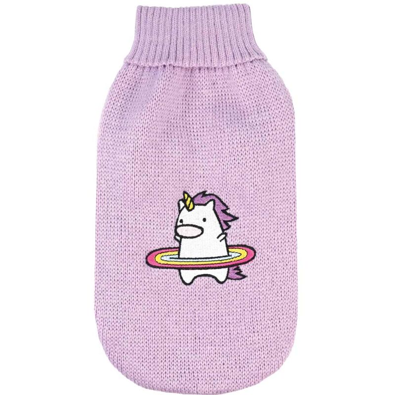 foto del prodotto maglioncino per cani a collo alto con patch modello magic land m lunghezza 40 cm lilla