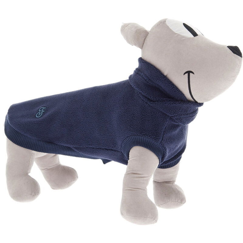 foto del prodotto maglione in pile con collo alto modello polarotto per cani 35 cm - blu