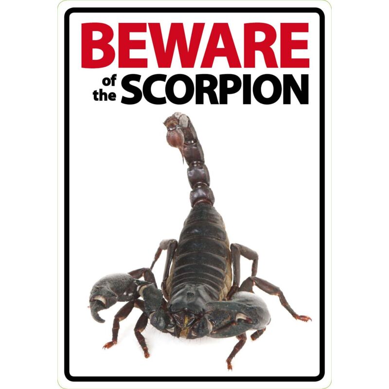 foto del prodotto magnet steel beware of the scorpion a5 sign