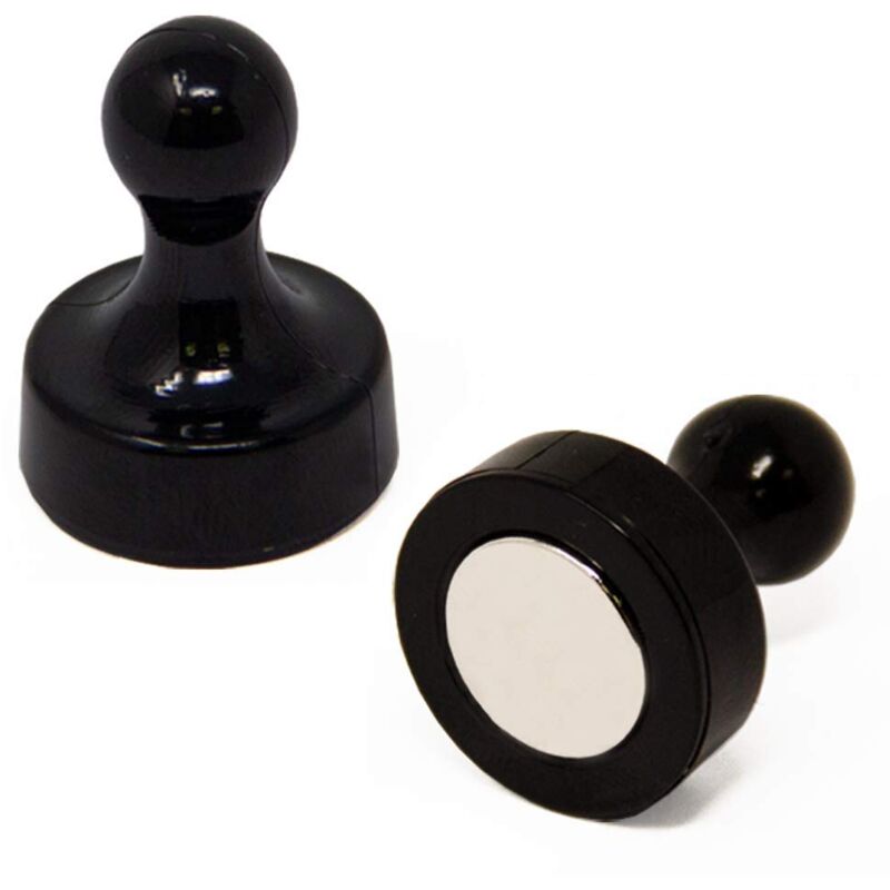 foto del prodotto magneta di skittle nero ad alta potenza per frigorifero, ufficio, lavagna, tabellone, archiviazione 19mm dia x 25mm di altezza confezione di 2 di