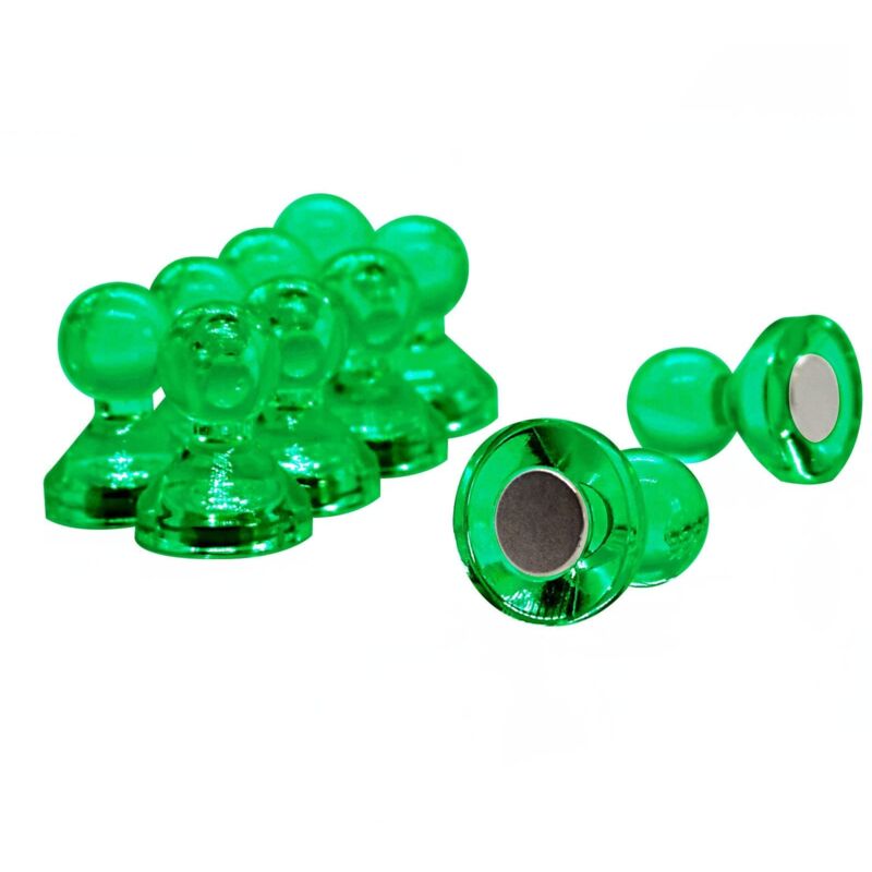 foto del prodotto magnete a perno a spinta acrilico verde medio per frigorifero, lavagna, scheda di preavviso, archiviazione 15mm dia x 21mm di altezza confezione