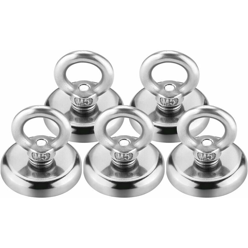 foto del prodotto magnete al neodimio, magnete potente da 32 mm, forza di trazione di 35 kg, magnete potente rotondo al neodimio 5 pezzi 