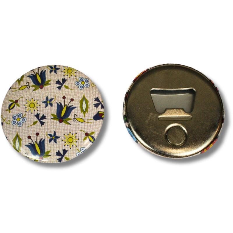 foto del prodotto magnete con apri, fiori popolari della casciubia, beige