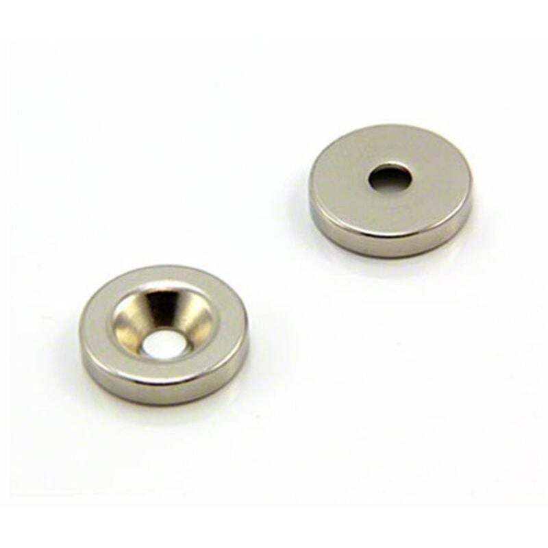 foto del prodotto magnete neodimio per arti, mestieri, produzione di modelli, fai da te, hobby, ufficio e casa 20mm dia x 4mm di spessore x 5,2mm c lavello pinza