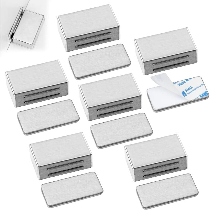 foto del prodotto magnete per porta dell armadio set di 6 chiusure magnetiche per porte adesive e viti, magnete per porta per armadietti da cucina chiusura magnetica