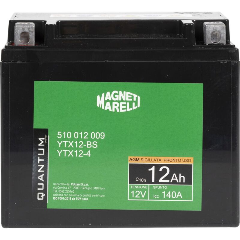 foto del prodotto magneti marelli batteria moto e scooter 12ah 12v 140a tecnologia agm sigillata polo positivo sinistro