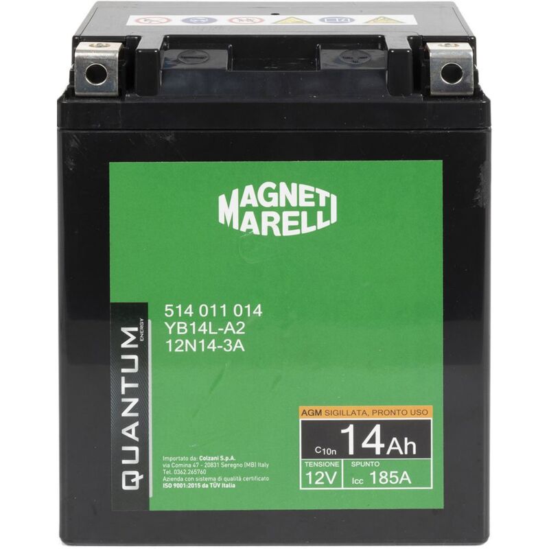 foto del prodotto magneti marelli batteria moto e scooter 14ah 12v 185a tecnologia agm sigillata polo positivo sinistro