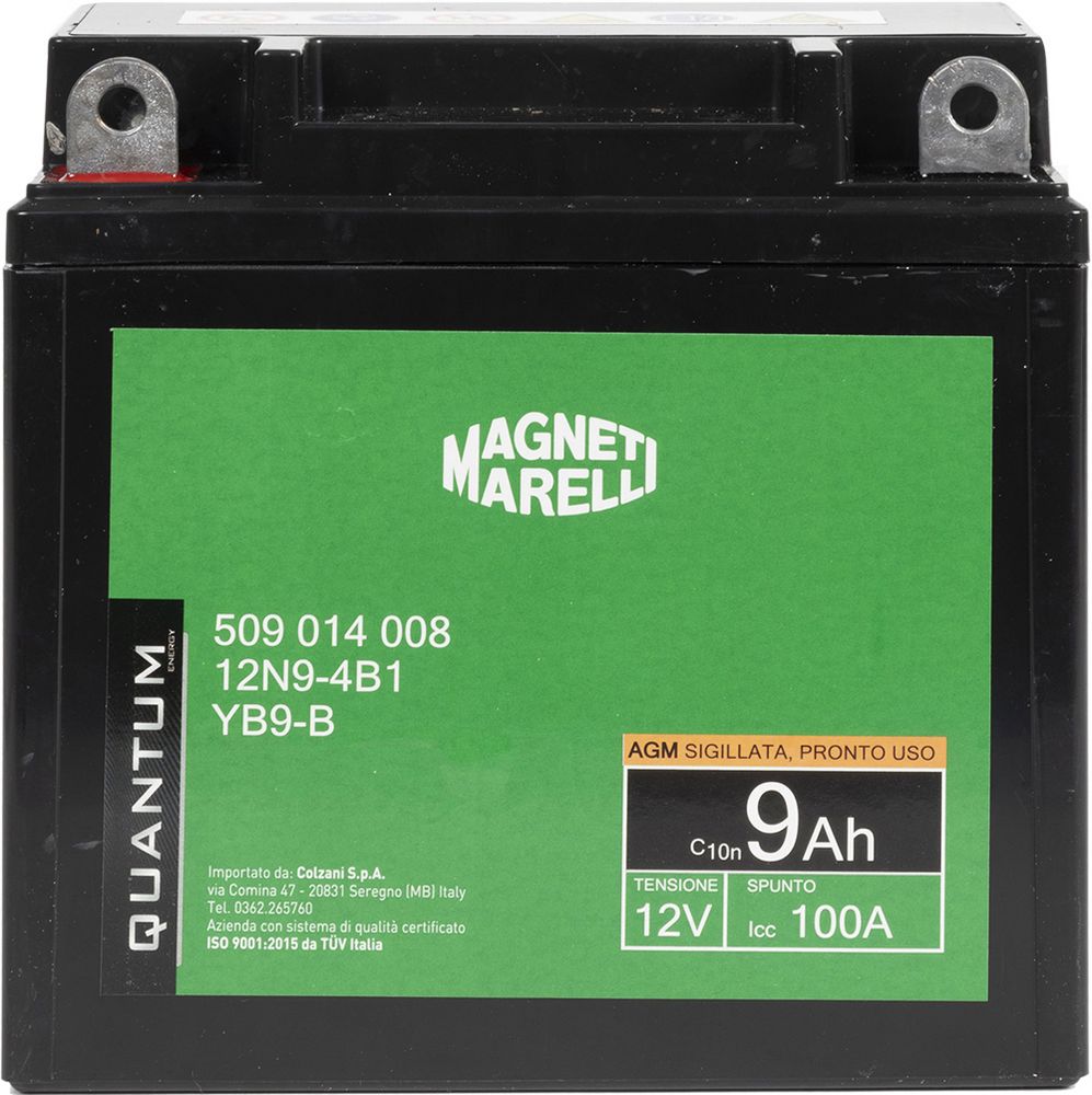 foto del prodotto magneti marelli batteria moto e scooter 9ah 12v 100a tecnologia agm sigillata polo positivo sinistro