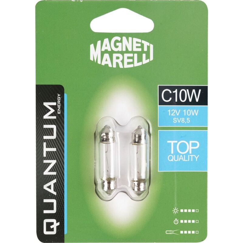 foto del prodotto magneti marelli c10w coppia di lampadine auto siluro 12v 10w attacco sv8,5