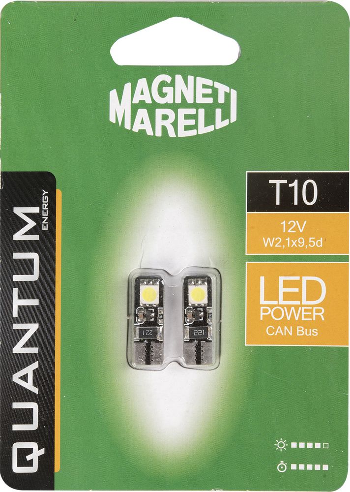 foto del prodotto magneti marelli t10 coppia di lampadine auto led 2smd 12v attacco w2,1x9,5d