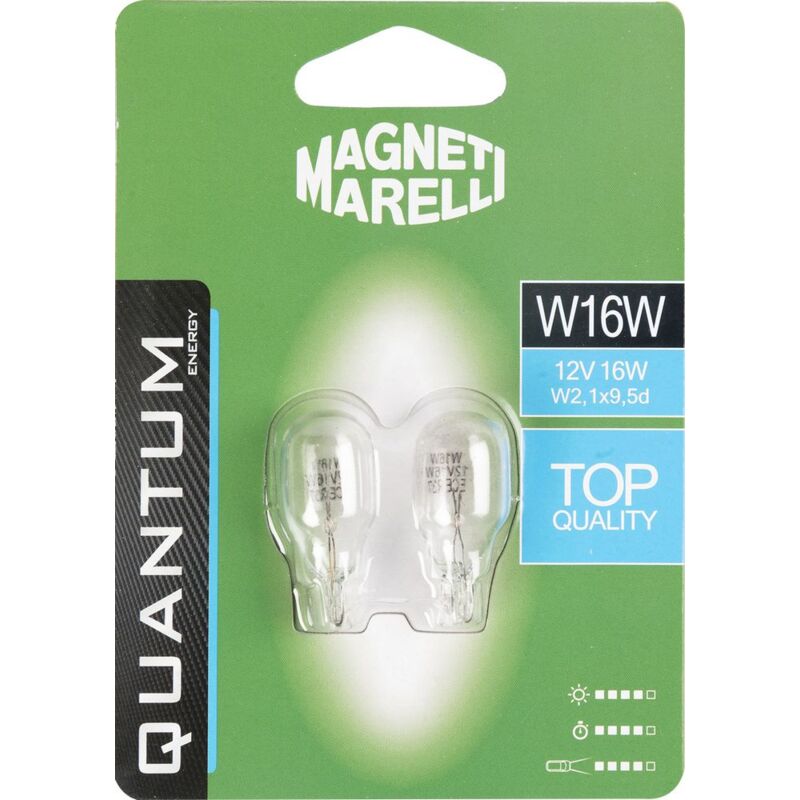 foto del prodotto magneti marelli w16w coppia lampadine auto vetro 12v 16w attacco w2,1x9,5d