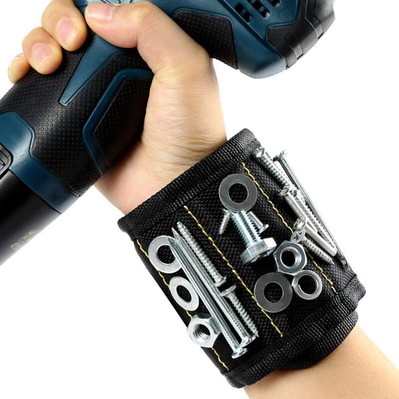 foto del prodotto magnetic bracelet, 10 powerful strong magnets magnet arm band for holding screws, washers, scissors, small tools