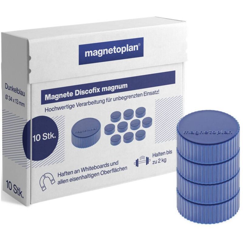 foto del prodotto magnetoplan magnete discofix magnum x a 34 mm x 13 mm tondo blu scuro 10 pz. 1660014