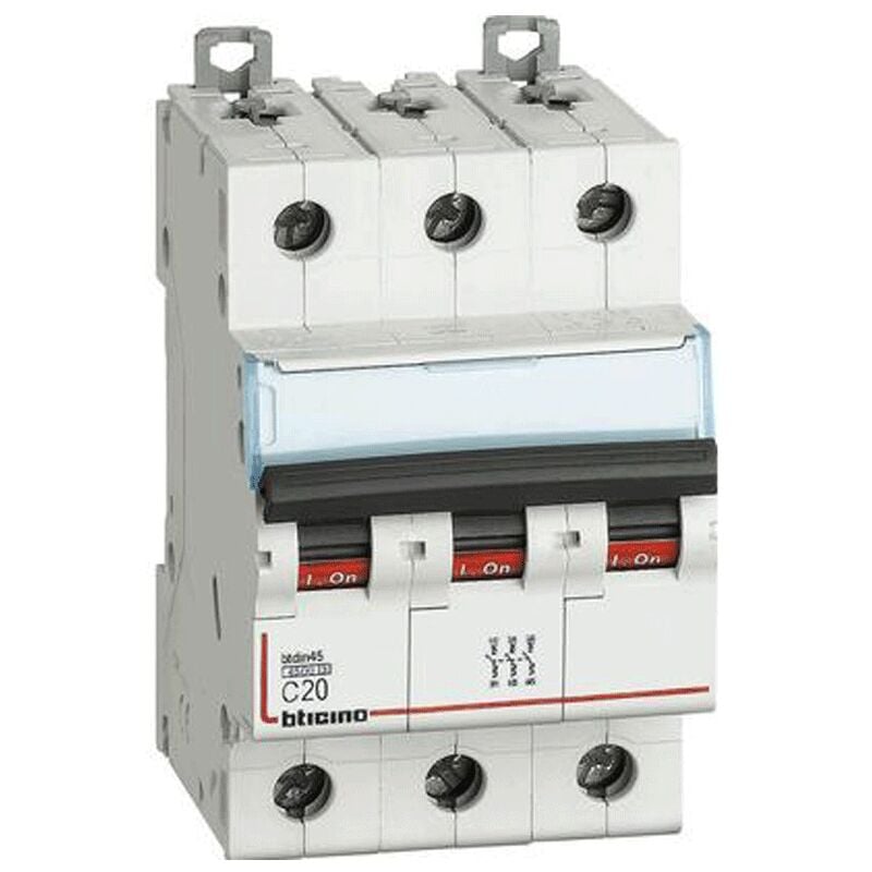 foto del prodotto magnetotermico 3 poli 20a curva c 4,5ka fa83c20 bticino