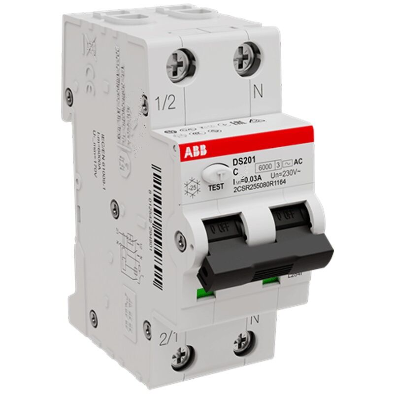 foto del prodotto magnetotermico differenziale abb 32a 1p n 30ma ac 6ka 2m ds201c32ac30