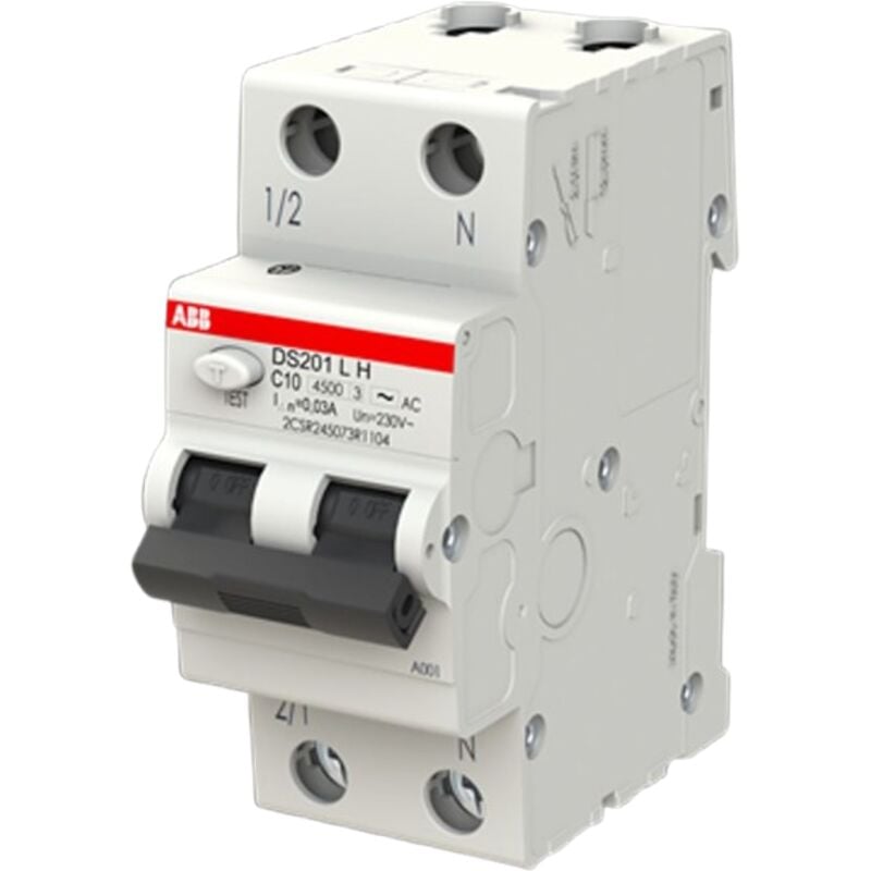 foto del prodotto magnetotermico differenziale abb ds201lh 10a curva c 30ma ac ds201lhc10ac30
