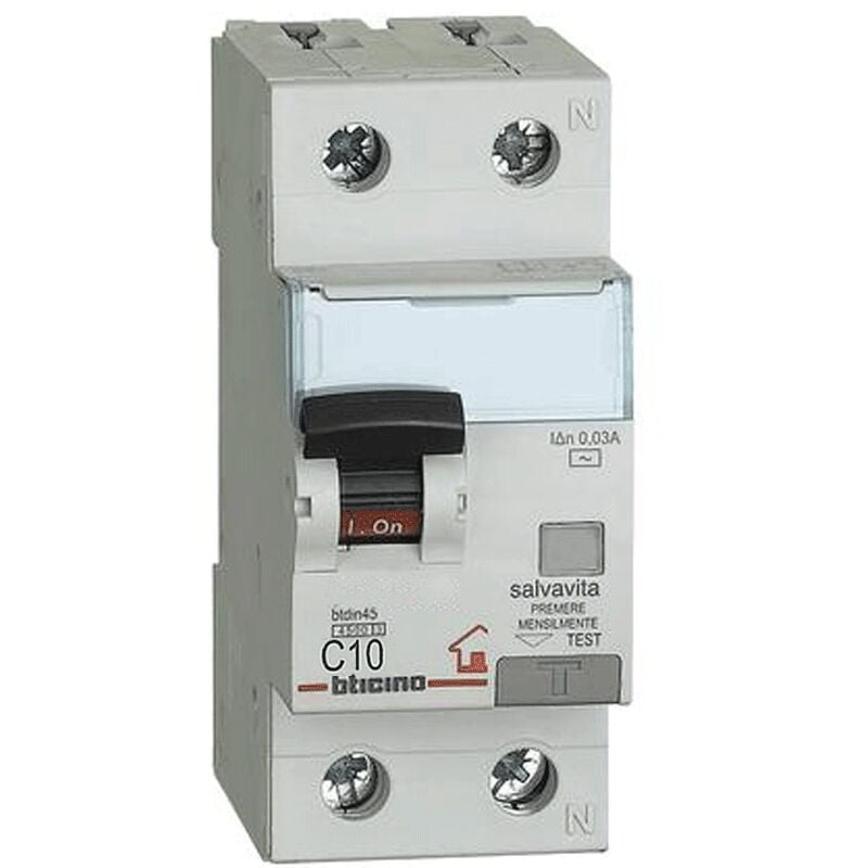 foto del prodotto magnetotermico differenziale bticino 10a 1p n 10a 30ma f 4,5ka gc8813f10