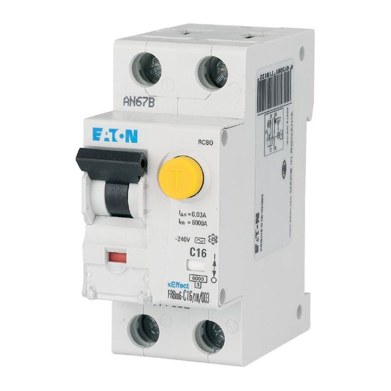 foto del prodotto magnetotermico differenziale eaton 10a 1p n 6ka 300ma curva c tipo ac 2m 177733