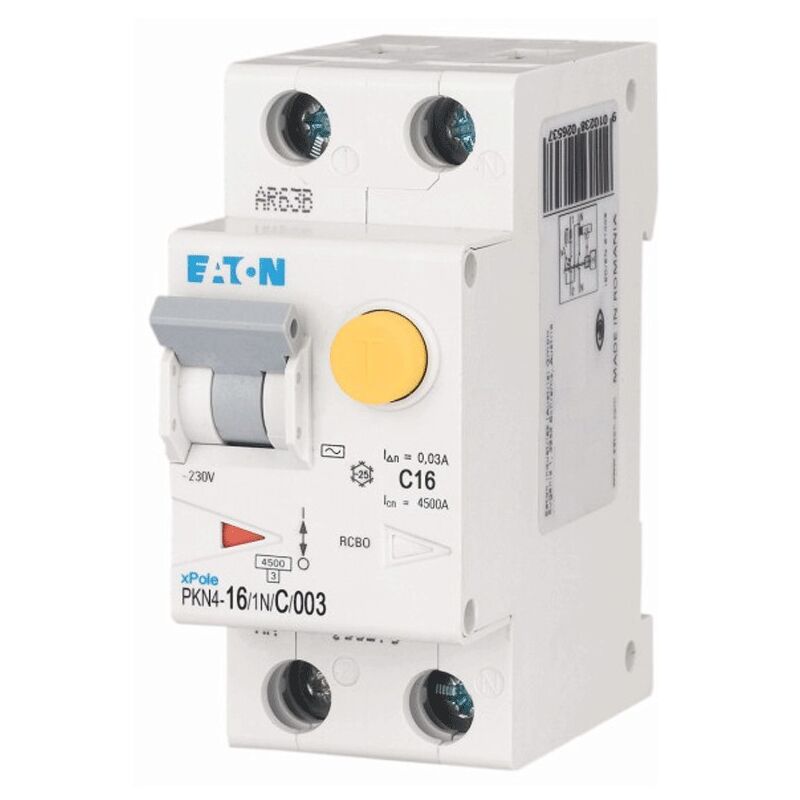 foto del prodotto magnetotermico differenziale eaton 16a 1p n 4.5ka 30ma curva c tipo ac 2m 237068
