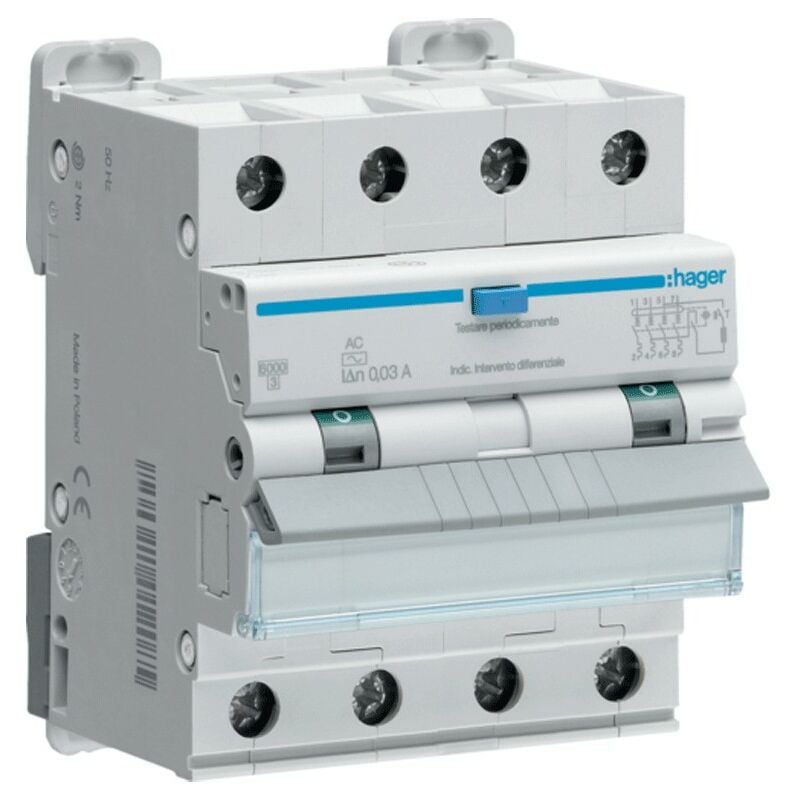 immagine 0 del prodotto magnetotermico differenziale hager 4p 32a 6ka 300ma curva c tipo ac 4m afp482h