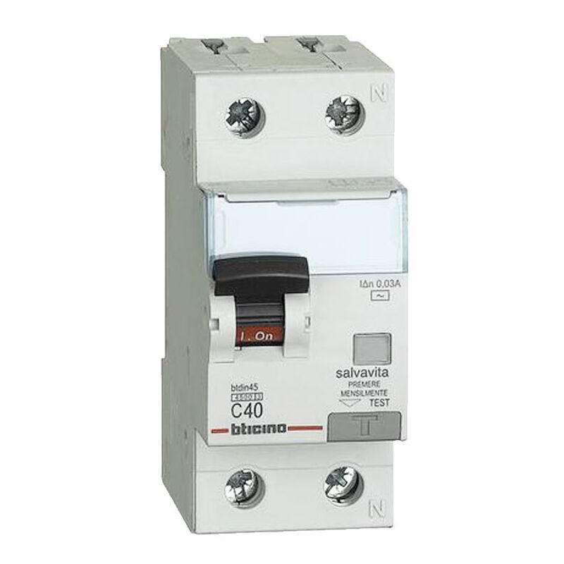 foto del prodotto magnetotermico differenziale salvavita bticino 40a 1p n 30ma ac 4,5ka ga8813ac40