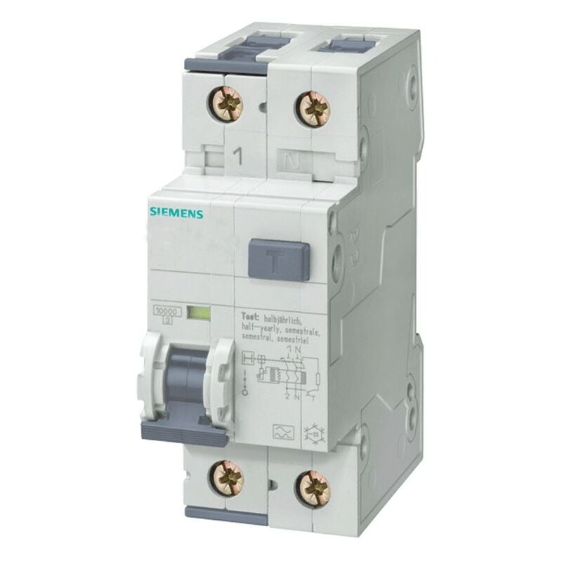 foto del prodotto magnetotermico differenziale siemens 6a 1p n 10ka 30ma ac curva c 2m 5su13541kk06