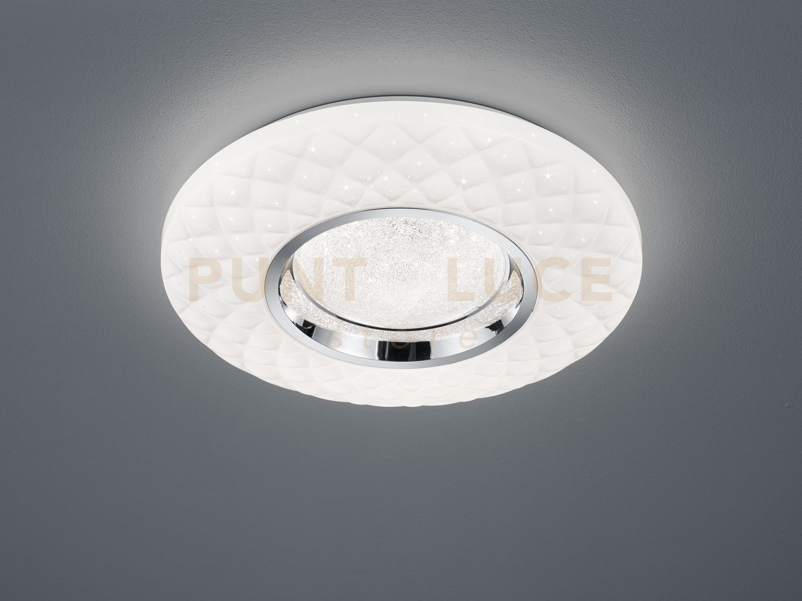 foto del prodotto magnolia plafoniera led 21w 2500lm, 3000 6000k cromo ed effetto cristallo con telecomando con funzioni di variazione luce calda e fredda, regolazione intensita di luce e luce notturna d. 40cm