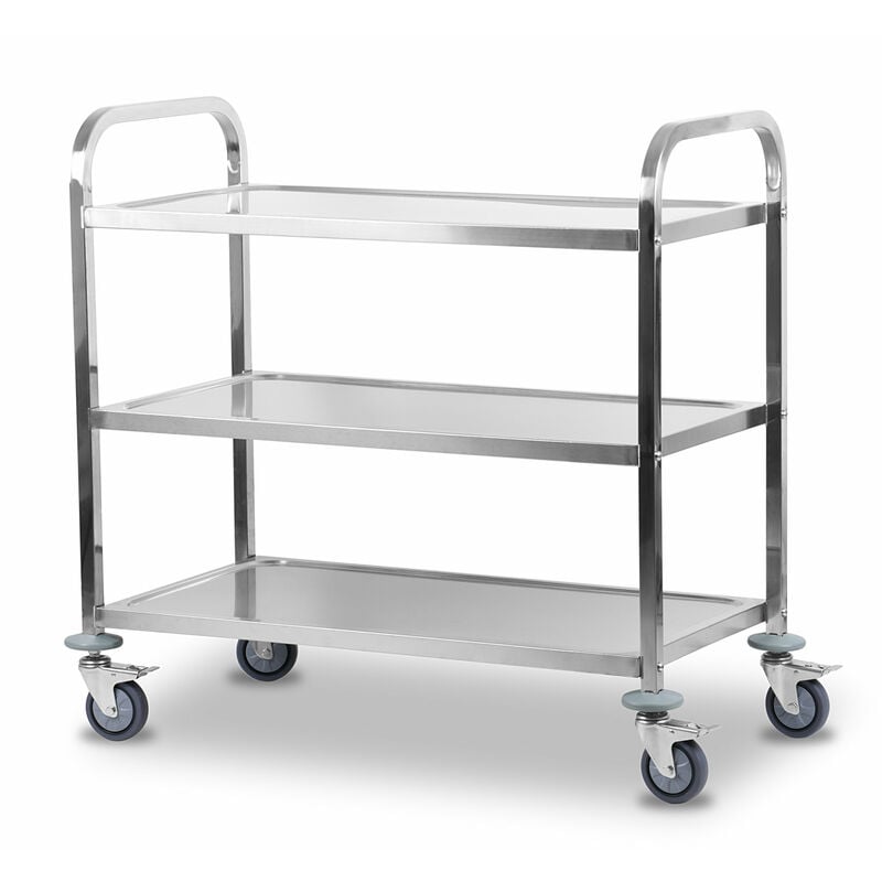 foto del prodotto mahlzeit carrello da servizio in acciaio inox con 3 ripiani 101,5 x 95 x 48,5 cm carrello con rotelle