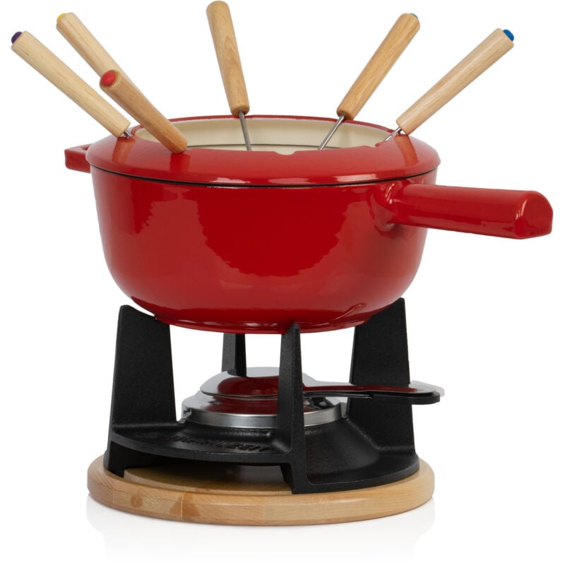 foto del prodotto mahlzeit set di per fonduta in ghisa per 6 persone, 2 l, smaltato, con bruciatore e forchette