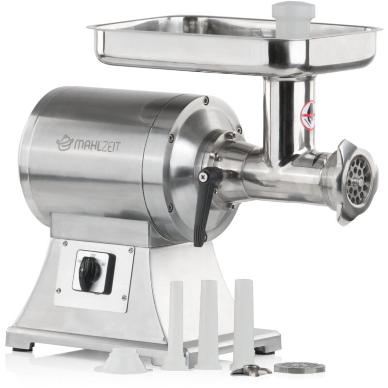 foto del prodotto mahlzeit tritacarne elettrico in acciaio inox argento 450w 75kg h con accessori per insaccare macchina per salsicce