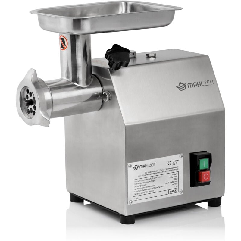 foto del prodotto mahlzeit tritacarne elettrico professionale zelsius in acciaio inox 250w 75kg h macchina per salsicce