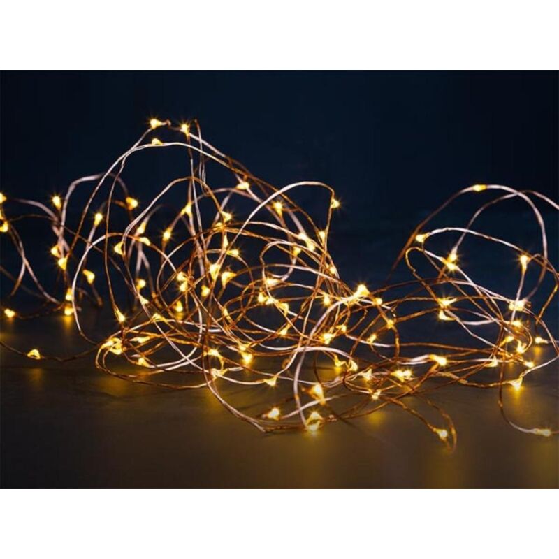 foto del prodotto maia led 12 m 120 lampade bianco caldo filo di rame 4,5 v