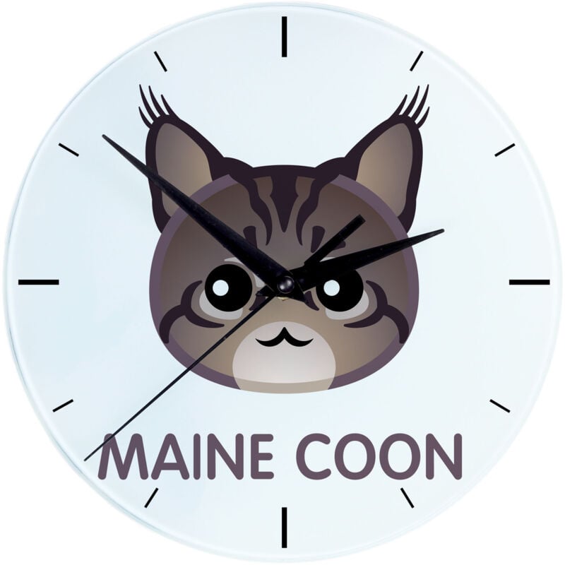 foto del prodotto maine coon orologio in mdf con grafica e scritta di art dog