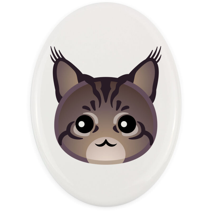 foto del prodotto maine coon piastrella in ceramica per tomba con grafica e iscrizione di art dog