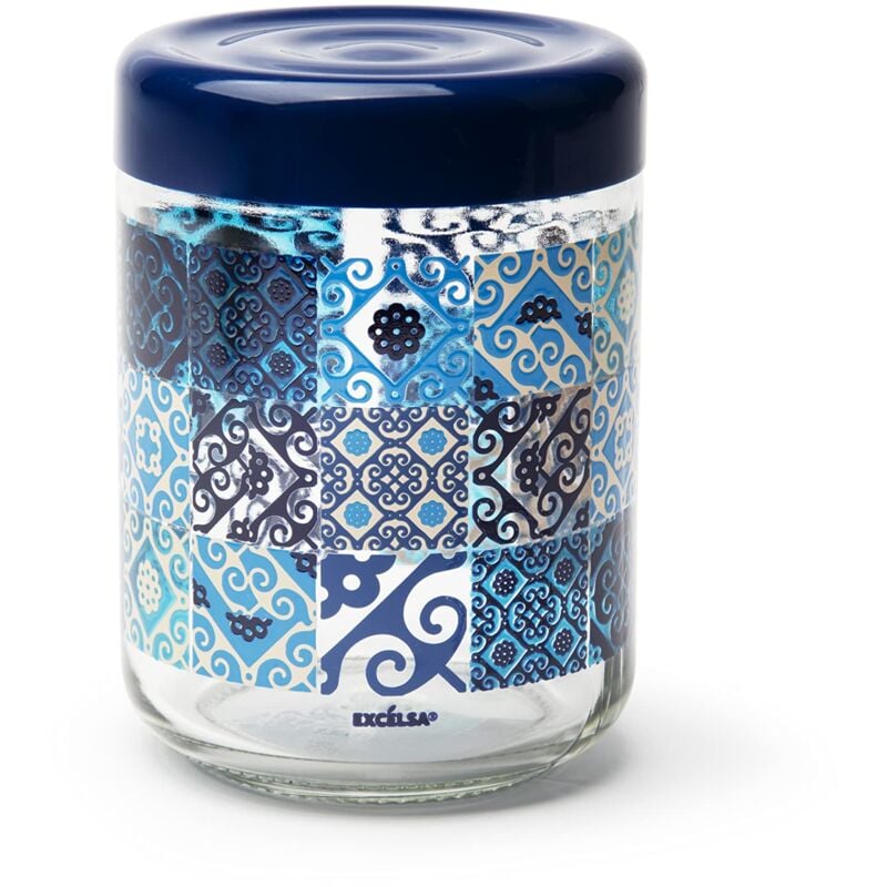 immagine 0 del prodotto maiolica blue barattolo con coperchio, 800 ml., vetro excelsa