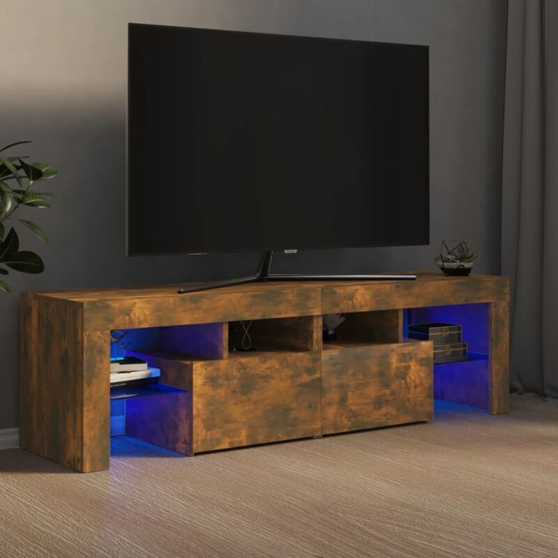foto del prodotto maison chic mobile porta tv con luci led,mobili tv,tavolino tv rovere fumo 60x38,5x48 cm mcwn374859 bonnevie