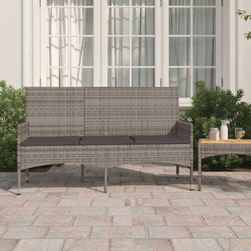 foto del prodotto maison chic panchina da giardino,panca da giardino,panchina da esterno a 3 posti con cuscini in polyrattan grigio xzz244701 bonnevie