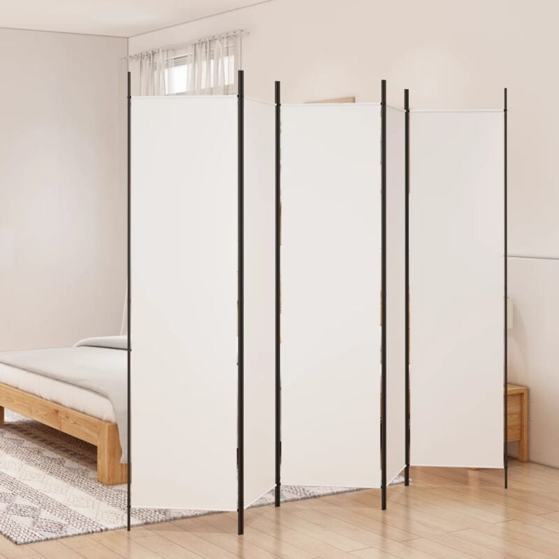 foto del prodotto maison chic paravento separe,separ pannelli divisorio a 5 pannelli bianco 250x200 cm tessuto mn27342 bianco