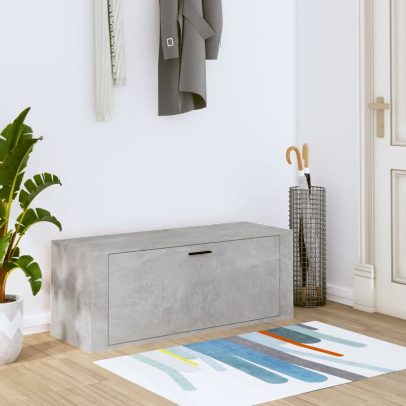 foto del prodotto maison chic scarpiera a muro salvaspazio,portascarpe,mobili per scarpe grigio cemento100x35x38cm in legno multistrato mci969943 bonnevie