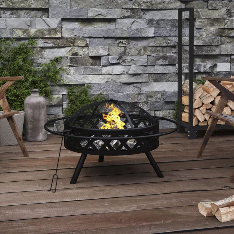 foto del prodotto maison exclusive furniture limited braciere con attizzatoio 70 cm xxl in acciaio